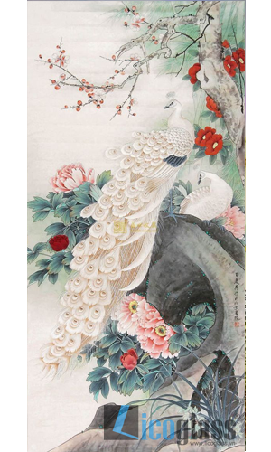  TRANH KÍNH CHIM CÔNG KHỔ ĐỨNG 01