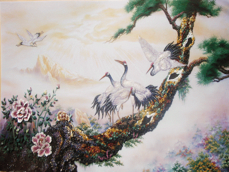  Chiêm ngưỡng những mẫu tranh kính chim hạc 