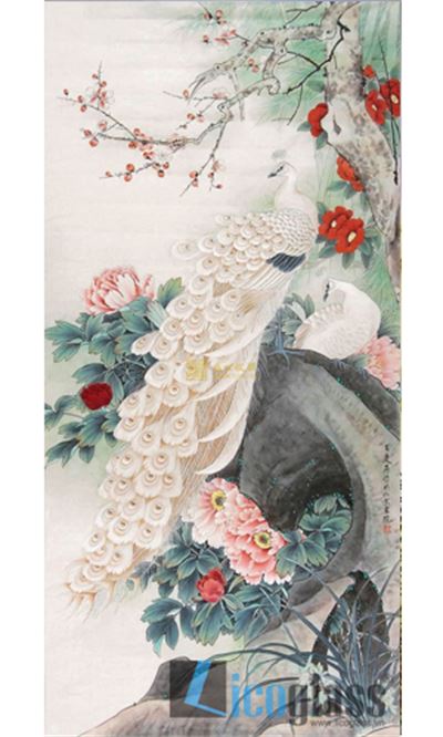  TRANH KÍNH CHIM CÔNG KHỔ ĐỨNG 01