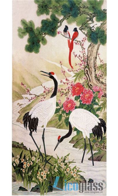  TRANH KÍNH CHIM HẠC KHỔ ĐỨNG 02