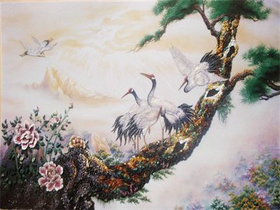 Chiêm ngưỡng những mẫu tranh kính chim hạc 