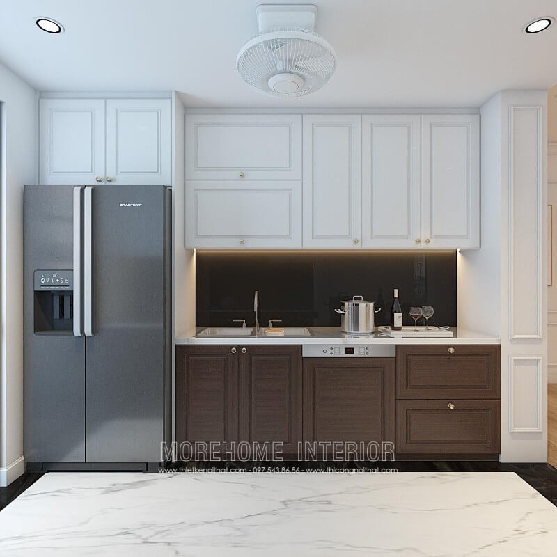 Mẫu tủ bếp đẹp được thiết kế cho nhà chung cư nhỏ với kiểu dáng chữ I nhỏ gọn, tinh tế, hiện đại Tủ bếp đẹp, tủ bếp đẹp hiện đại, tủ bếp An Cường, tủ bếp cao cấp