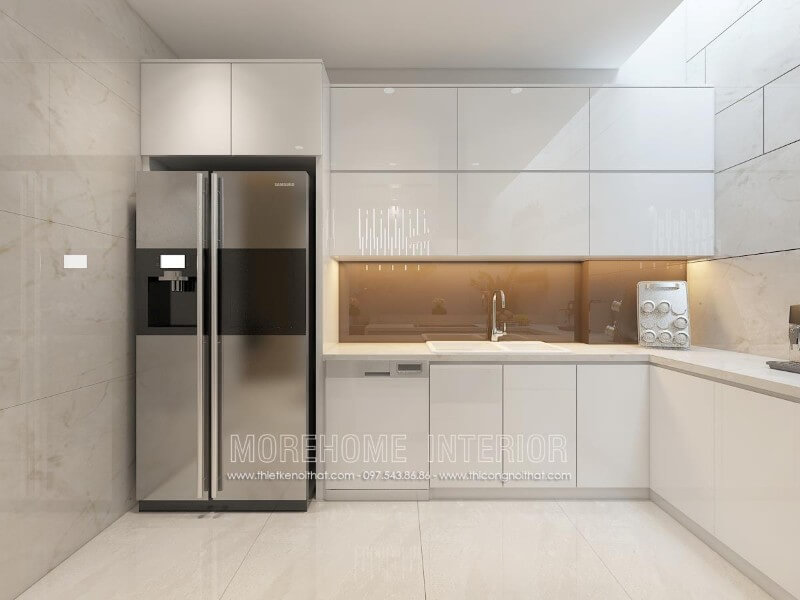 Mẫu thiết kế tủ bếp gỗ công nghiệp ấn tượng đúng ý của gia chủ được hoàn thiện bởi Morehome. Liên hệ 097 543 8686 nêu bạn muốn sở hữu mẫu sản phẩm tủ bếp đẹp ngày nhé Tủ bếp đẹp, tủ bếp đẹp hiện đại, tủ bếp An Cường, tủ bếp cao cấp