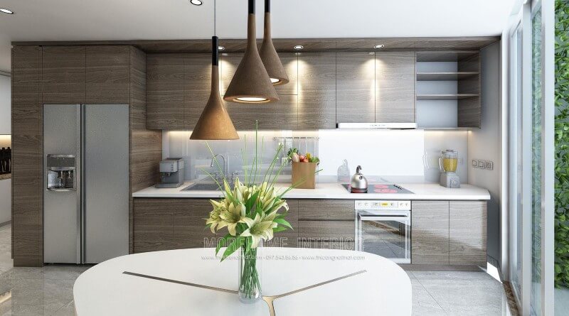 Mẫu tủ bếp đẹp giá rẻ được làm từ gỗ công nghiệp nhỏ gọn tiện nghi và ấm cúng Tủ bếp đẹp, tủ bếp đẹp hiện đại, tủ bếp An Cường, tủ bếp cao cấp