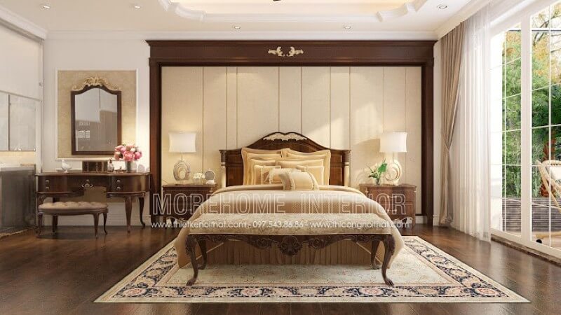 Giường ngủ biệt thự tân cổ điển Giường ngủ biệt thự tân cổ điển