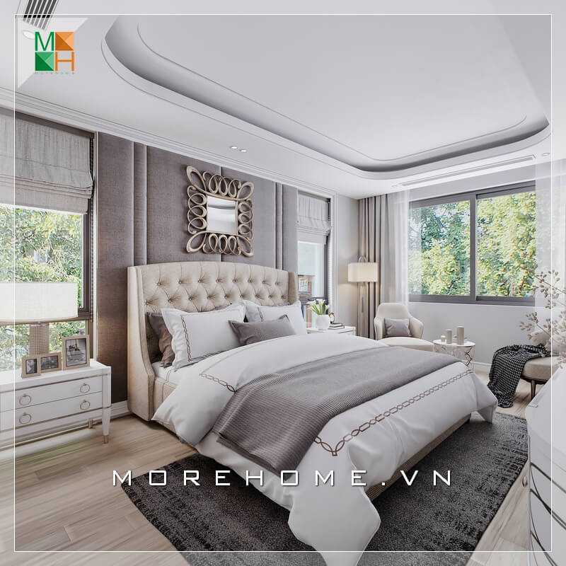 Giường ngủ biệt thự tân cổ điển Giường ngủ biệt thự tân cổ điển