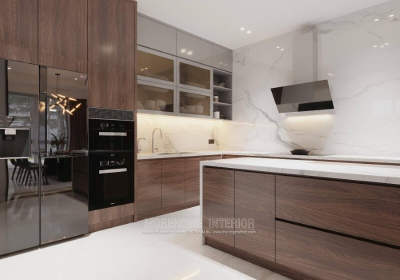 Mẫu thiết kế tủ bếp chung cư, biệt thự, nhà phố phong cách hiện đại Tủ bếp hiện đại, tủ bếp chữ u, tủ bếp chữ i, tủ bếp chữ l