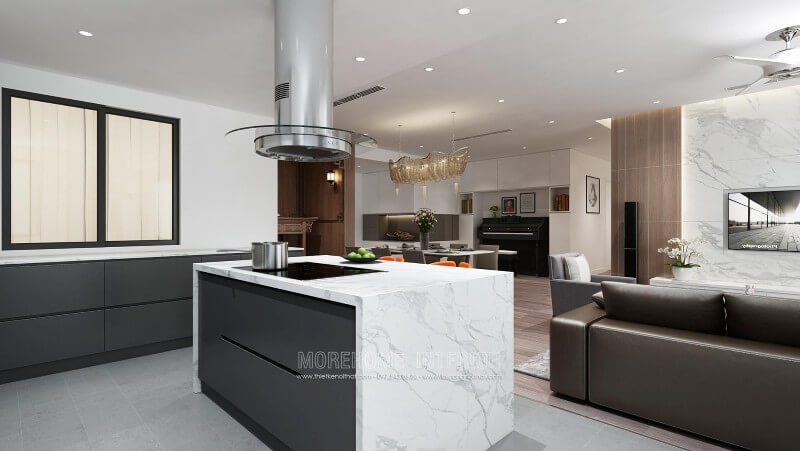 Thiết kế tủ bếp chung cư cao cấp phong cách hiện đại và trẻ trung Tủ bếp hiện đại, tủ bếp chữ u, tủ bếp chữ i, tủ bếp chữ l