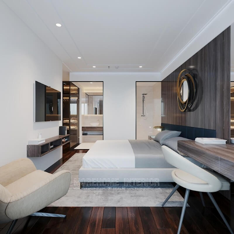 Nội thất phòng ngủ chung cư thật ấn tượng mà không kém phần tiện nghi, thoải mái Thiết kế chung cư