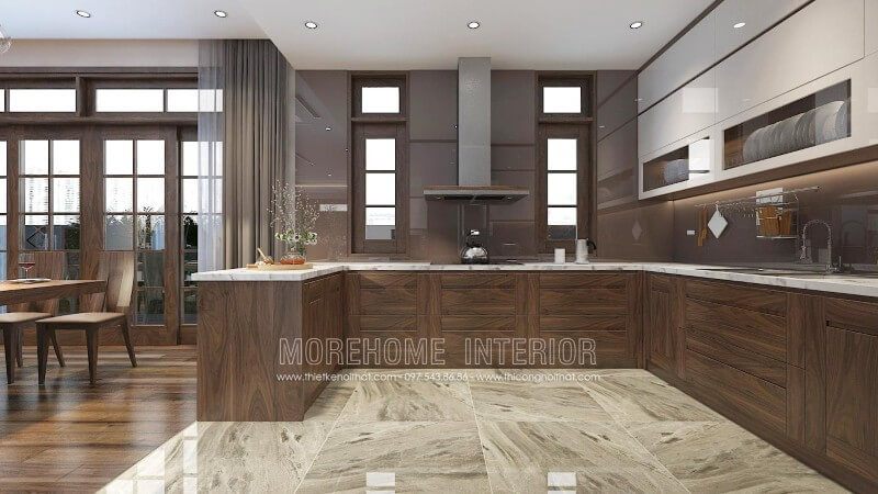 Morehome chuyên cung cấp và sản xuất tủ bếp gỗ óc chó tại Hà Nội uy tín và chuyên nghiệp.