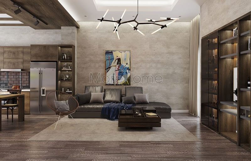 Mẫu sofa bọc da hiện đại với tông màu đen cho phòng khách nhà phố, chung cư, biệt thự