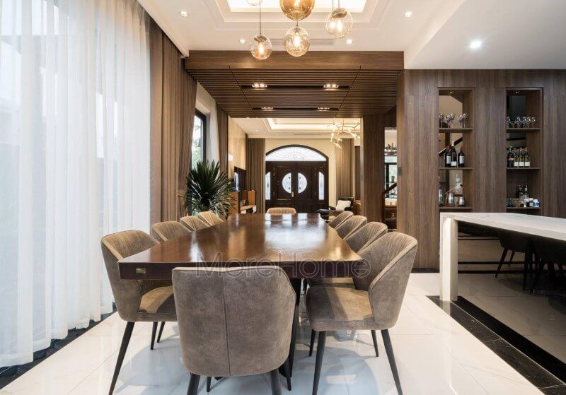 Công trình hình ảnh thi công trọn gói nội thất phòng ăn hiện đại gỗ tự nhiên đẹp cao cấp tại biệt thự Vinhomes Imperia Hải Phòng