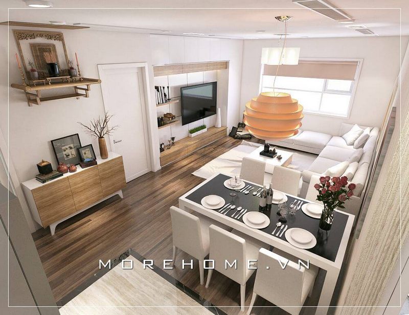 Thiết kế chung cư ấn tượng từ  13 mẫu phòng khách liền phòng ăn