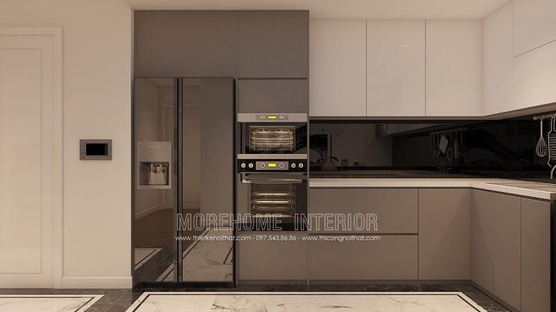 Tủ bếp hiện đại với nhiều màu sắc sẽ tạo nên không gian sống tươi động và trẻ trung.